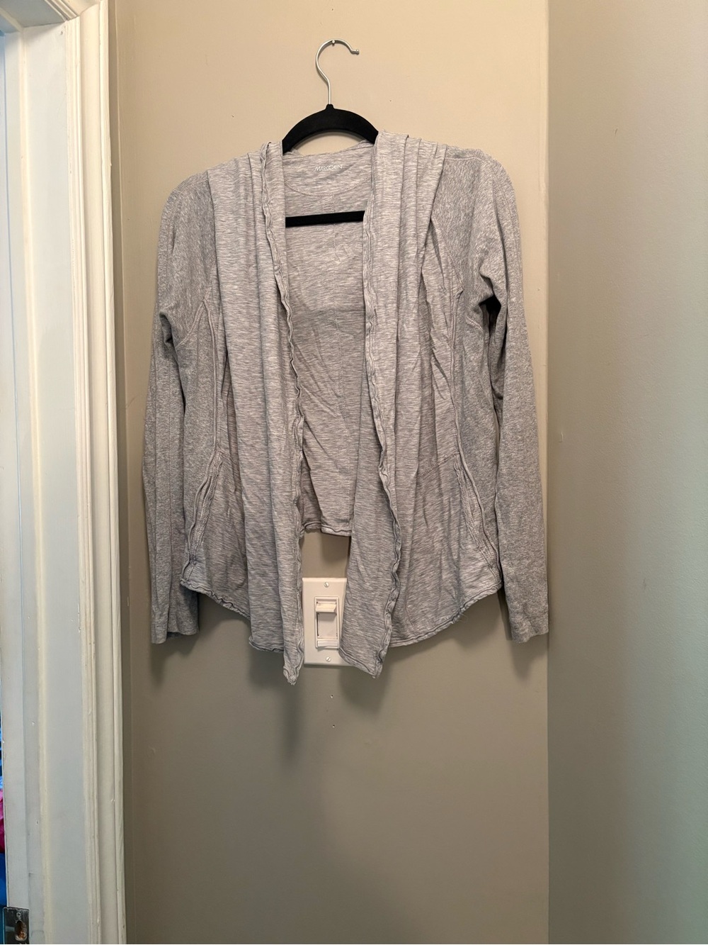 Marc Cain Light Gray Draped Open-Front Cardigan